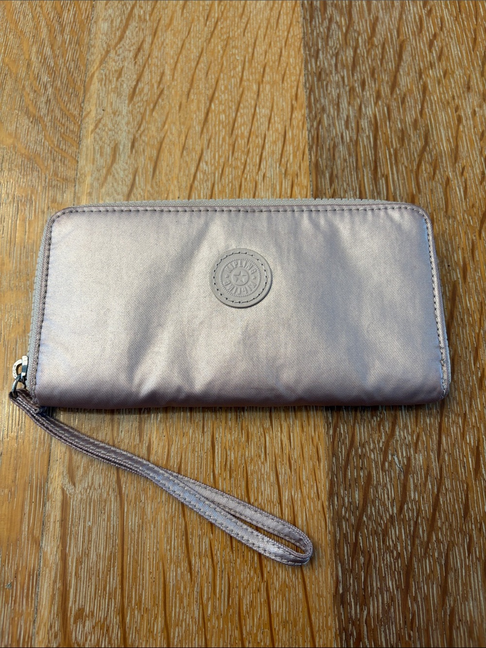 Kipling Metallic Pink Wristlet Zip Wallet